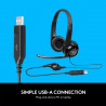 Logitech H390 headset with microphone, stereo headset, noise-canceling microphone