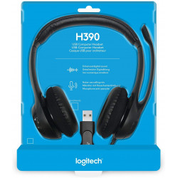 Logitech H390 headset with microphone, stereo headset, noise-canceling microphone